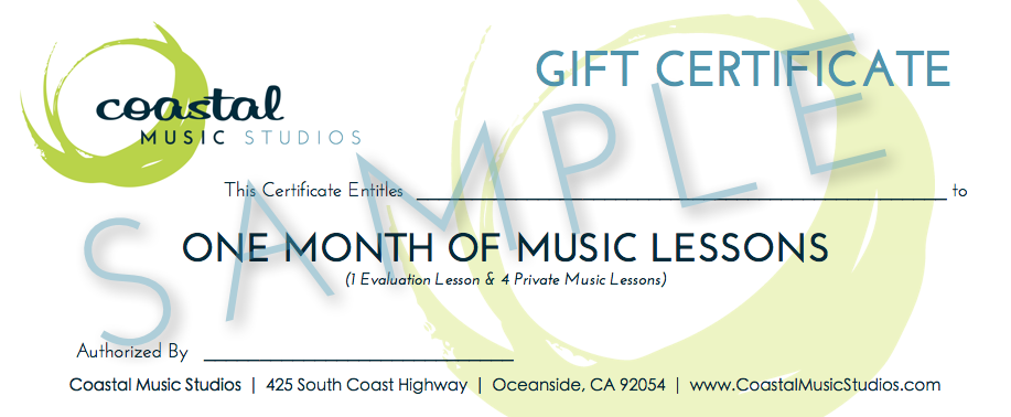 music gift certificate template